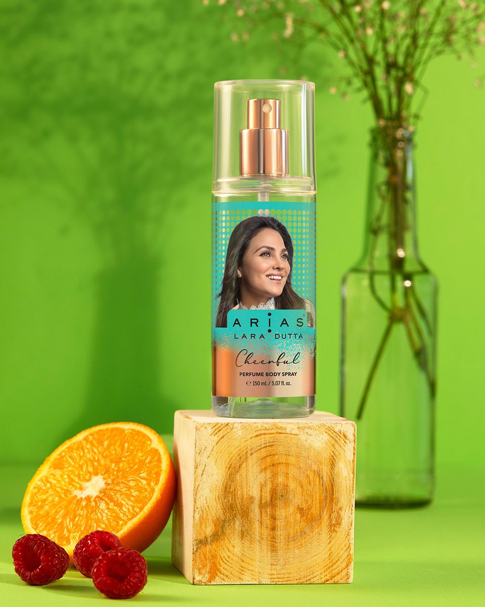LaraDutta's tweet photo. A burst of fresh raspberries and lively citrus notes! The @worldofarias perfume body spray is a delicate, fine fragrance designed to keep you in the best spirits all day.
 
Now on @amazonIN! For best offers, click on - https://t.co/IDbaWqhW12
 
#perfumebodyspray #arias https://t.co/GCjZkFhNr3