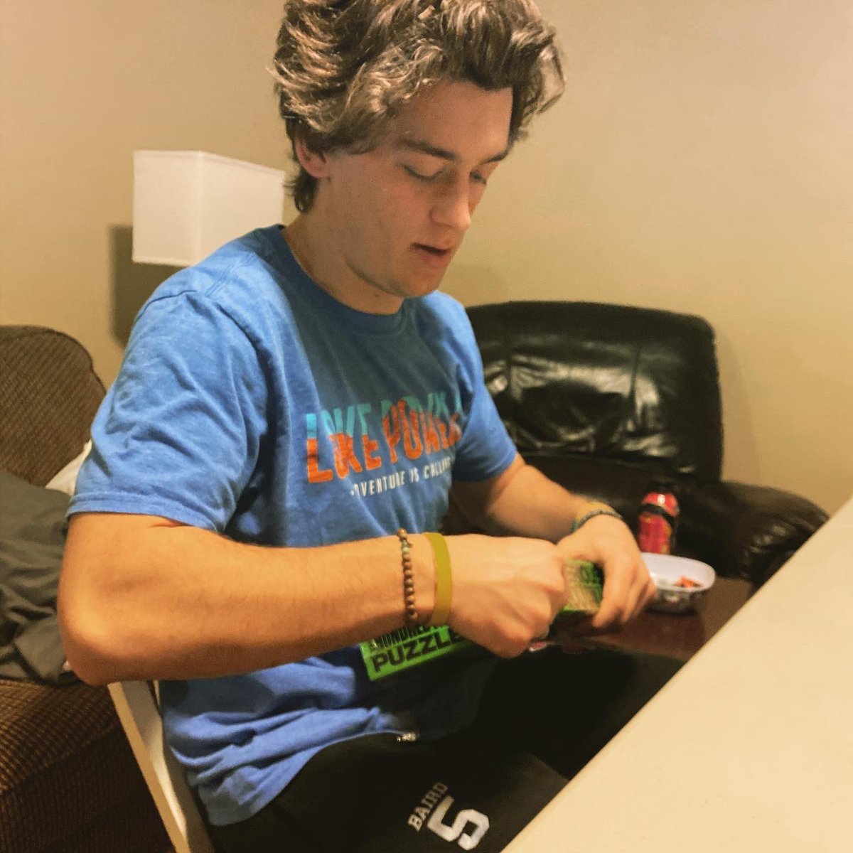 BairdChandra's tweet photo. From start to finish this was the hardest puzzle we have ever done. @noly_bug  is a big .25 cent winner! He’s trying to decide if it should go to a new car or college tuition. 😂 it was lots of fun though. @daviddobrik https://t.co/MOMrqazYUe