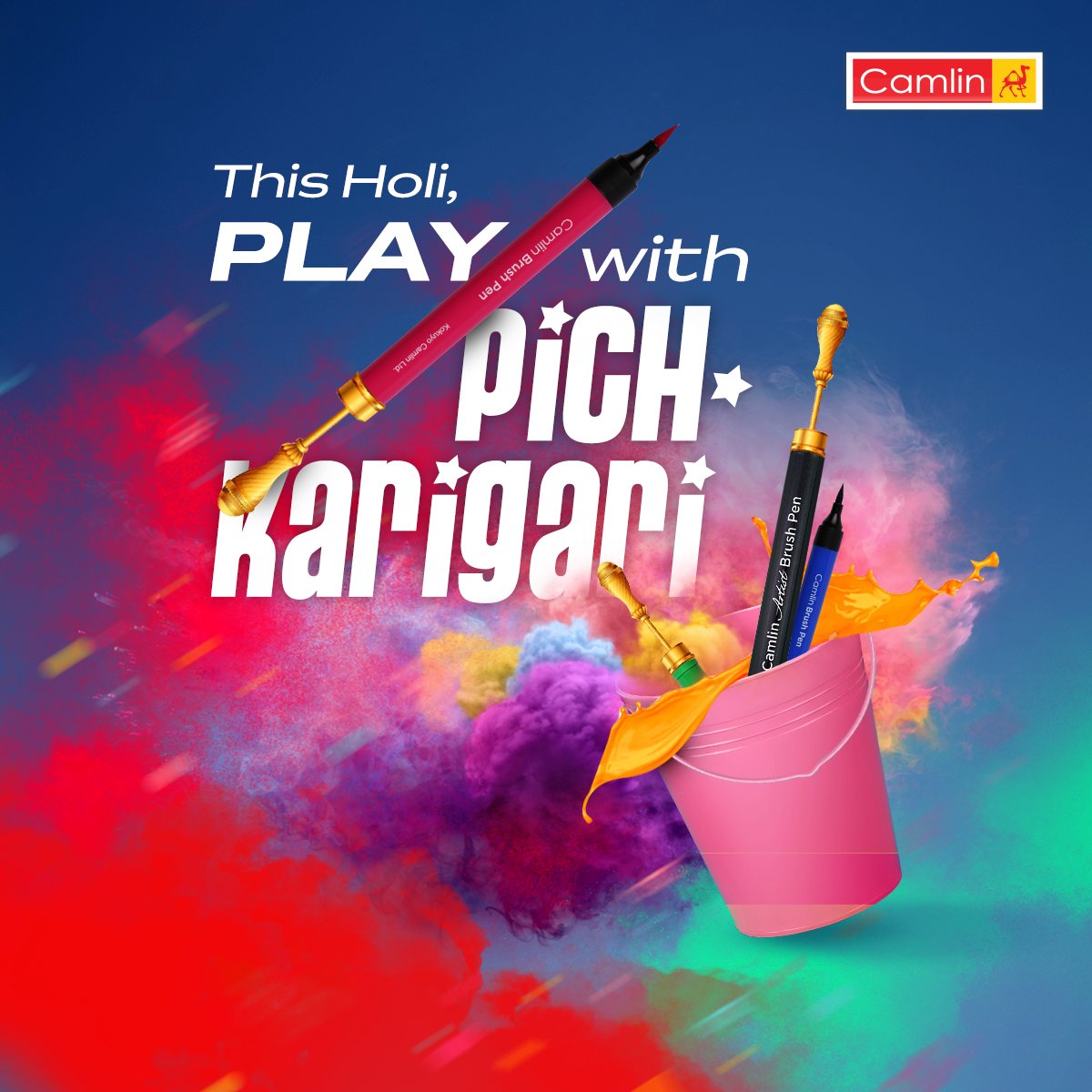 Camlin_Official's tweet photo. Make a splash, play with art! Grab Camlin's non-toxic colour range and celebrate a colourful and Happy Holi.

#Camlin #Camel #HappyHoli #Holi2021 #Colours #HoliColours https://t.co/QF2Jxv66nE
