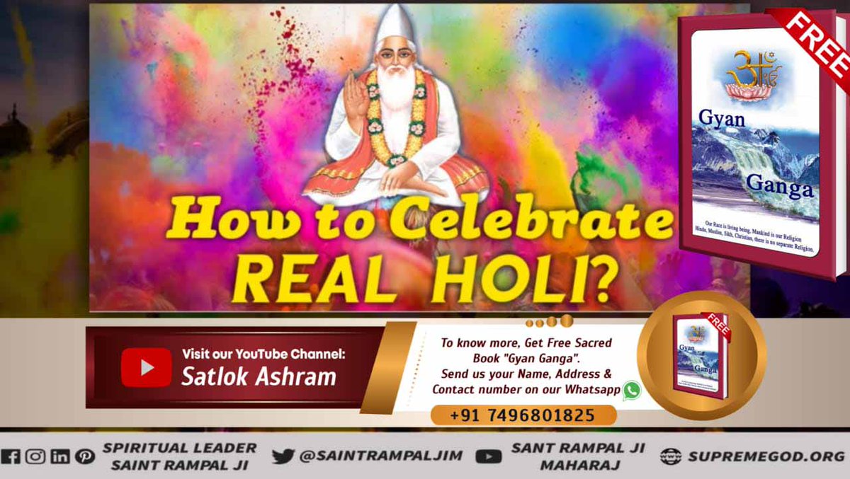 Preetmehta1313's tweet photo. #आओ_होली_ऐसेमनाएं
Chemical colors make the face worse then what is such Holi that makes the face glow!
To know more about "Ram Rang Holi" must read the book Gyan Ganga https://t.co/jYUSRmYXL7