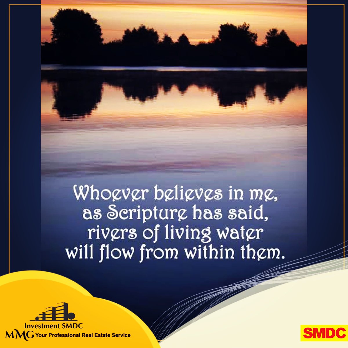 InvestmentSmdc's tweet photo. John 7:38 
Praise God, just believe and trust his timings 🙏🏻. 

#SMDC #SMDCSundayBibleQuotes #InvestmentSMDC #BibleVerseoftheWeek https://t.co/XbvqnKdbrq