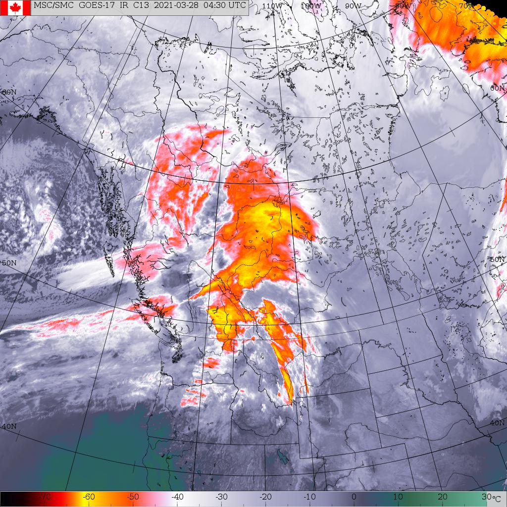 MuketyMuk's tweet photo. #Wind #warnings already issued for #MetroVancouver and #Victoria in #BC. More will follow if fcstrs expect winds will exceed warning criteria, and have signif impacts. This map shows where #NAEFS avg winds of 50 km/h or more likely blow thru March 30th. https://t.co/xLiM50mX3n