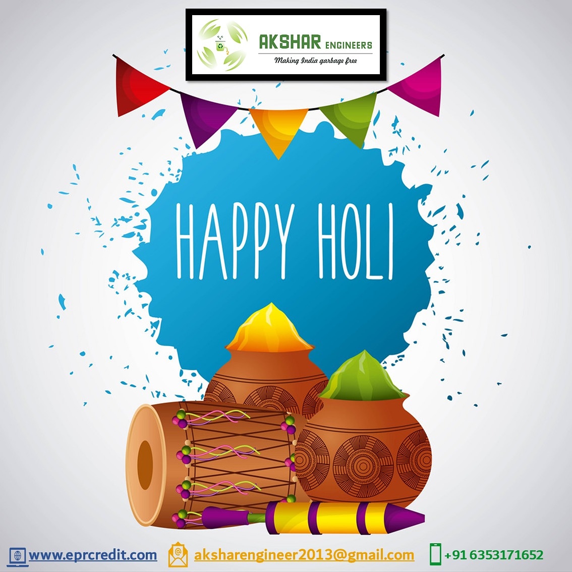 EngineersAkshar's tweet photo. Wishing you all a Happy Holi...
This Holi lets spread happiness rather than waste...
.
.
#environment #circulareconomy #plastic #sustainable #plasticpollution #plasticwast #plasticfreeliving #envionment #aksharengineers #eprcredit #happyholi #happyholi2021 #holi2021 #safeholi https://t.co/GvlAoRYLLx