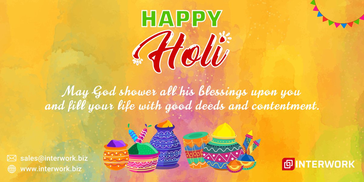 Interworksoft's tweet image. May God shower all his blessings upon you and fill your life with good deeds and contentment.
Happy Holi!!!
#InterworkSoftwareSolutions #Holi #Festival #Holi2021 #HappyHoli2021 #HappyHoli