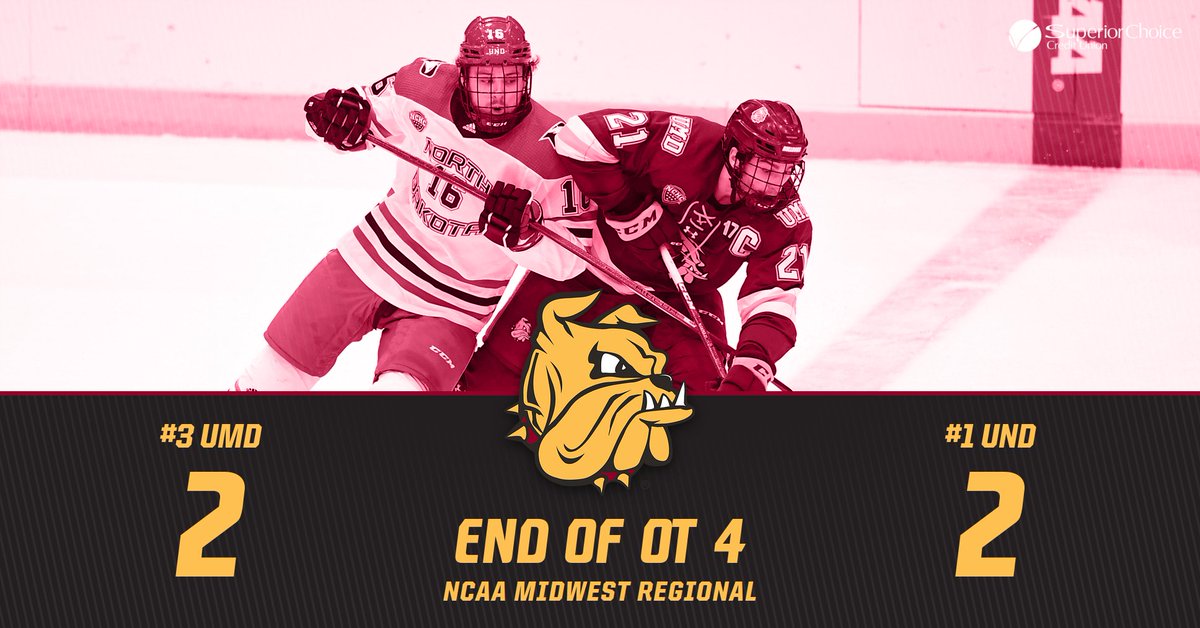 UMDBulldogs's tweet image. Shots 63-51 UND...

We&apos;re still goin... on to the fifth overtime...