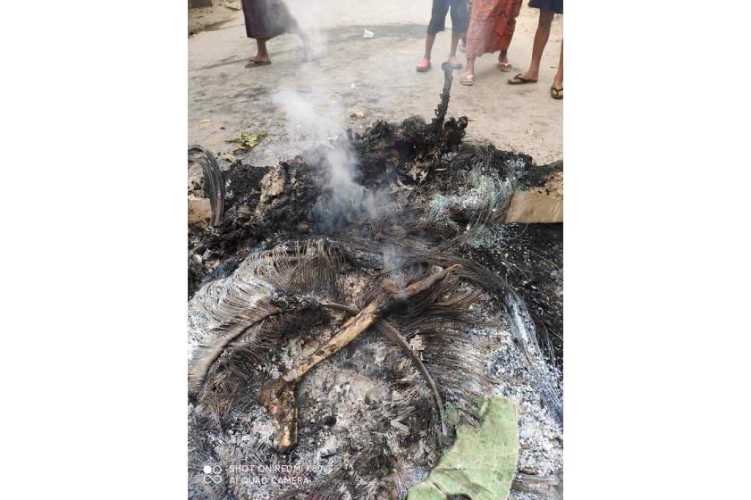 A 40 years old man, a father of four children was shot and burnt alive by Myanmar junta soldiers at night on March 27 in Mandalay. - Myanmar Now #WhatsHappeninglnMyanmar