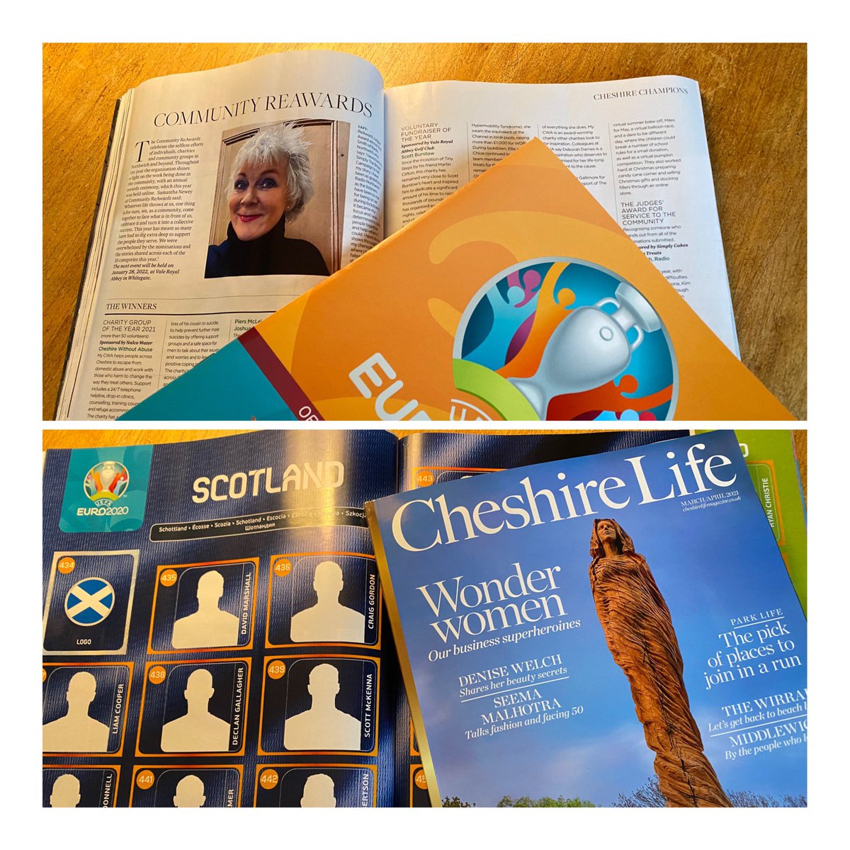 CommReAwards's tweet image. A lot of excitement for a Sunday

Scotland in the 1st #panini sticker book since 1998 &amp;amp; a fabulous article in @cheshirelife about this years Community Reawards Award winners ⭐️ #cheshirelife #volunteering #paninisticker #cheshire #northwich #community #communityreawards