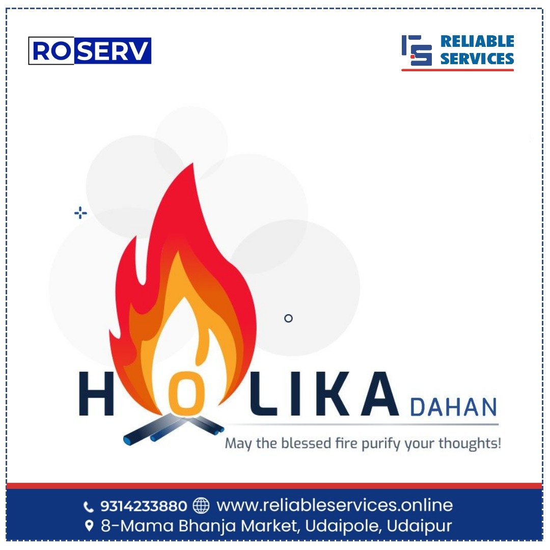 May all the negativity, sadness, and stress in your life burn along with Holika. Reliable Services wishes you all a very #HappyHolikaDahan .

#HappyHoli #Holi2021 #holicelebration #colorfest #festivalofcolors #ROServe #ROService #Roinstallation #waterpurifier  #ReliableServices