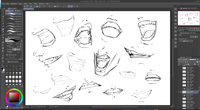 Practicing with some mouths and teeth 