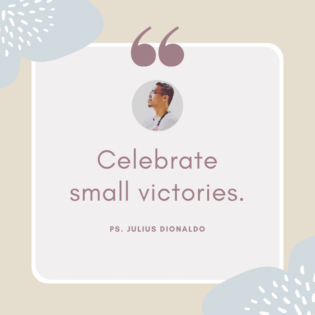 harvestersBGO's tweet photo. Celebrate small victories.
-Ps. Julius Dionaldo

#PQFT (Pastor's Quote for Today) https://t.co/FXcXF47Mch