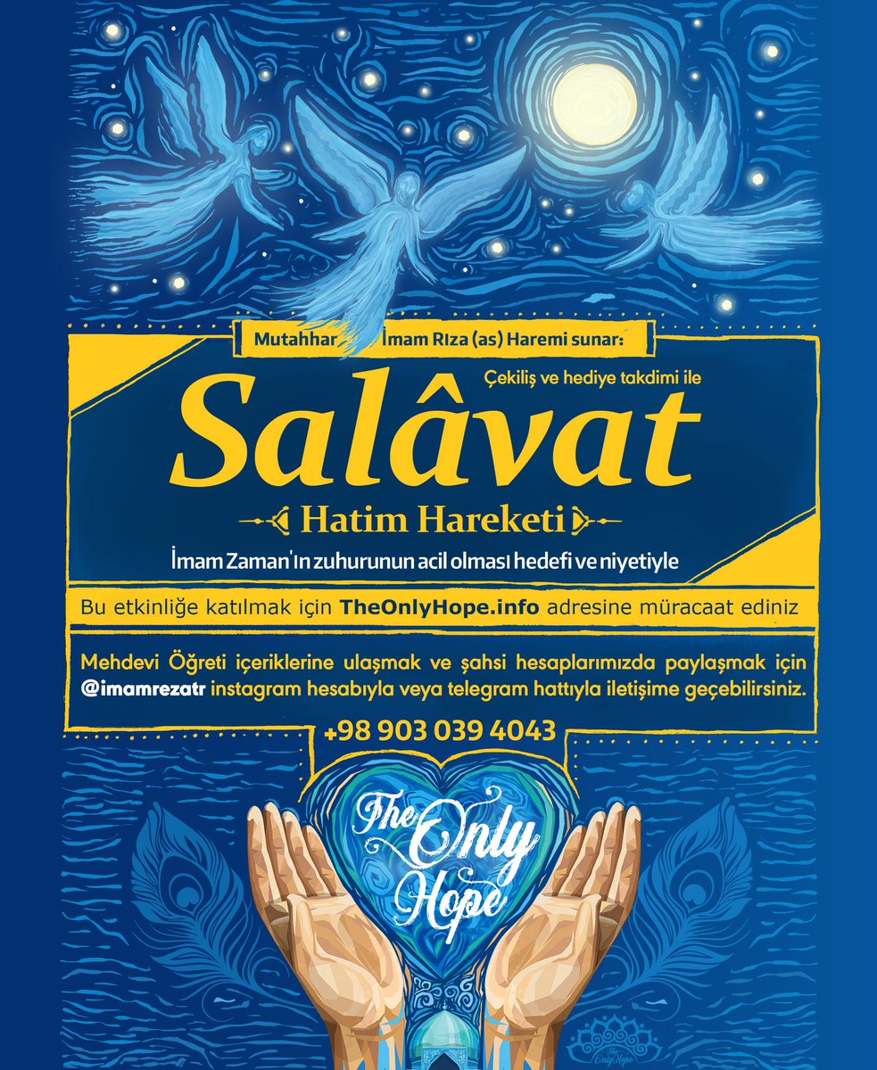 Geçen sene yoğun katılımınız ile gerçekleşen İmam-ı Zaman'a hediye salavat hatim hareketi bu sene de devam ediyor. Türkçe seçeneği bulunan sitemiz 👇🏻 #TheOnlyHope 
theonlyhope.info/intro.aspx