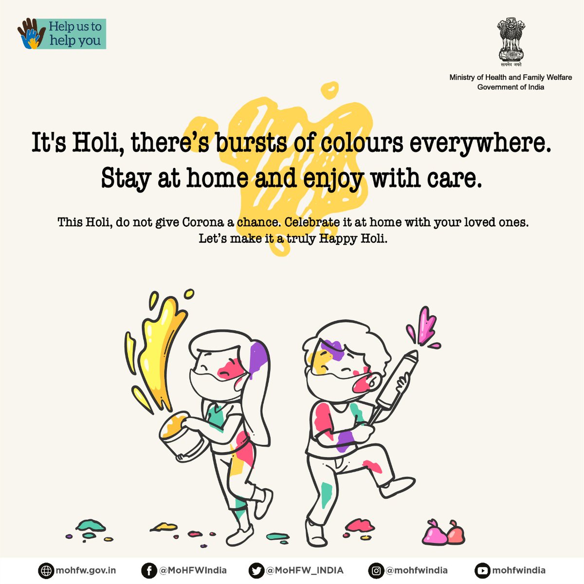 PRODefRjsthn's tweet photo. 'Wash away the toxins of #Covid
&
Njoy the colours of life'
#Staydistant #StaySafe Wish u all a truly #HappyHoli2021
#janandolan
#harkaamdeshkenaam
@PIBJaipur
@HQ_DG_NCC
@IaSouthern
@SWComd_IA
@adgpi
@official_dgar
@DefencePRO_Guj
@DefencePROTvm
@proudhampur
@ProAssam https://t.co/W9TSaWAGmy