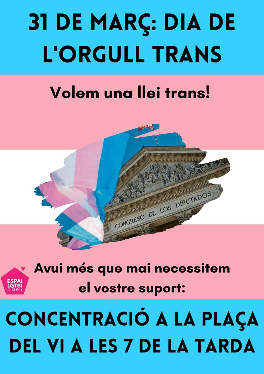 🏳️‍⚧️ El proper dimecres, als carrers de Barcelona, Badalona, Reus, Sort, Lleida, Girona, Vic i Manresa, #DefensemDretsTrans. 💪