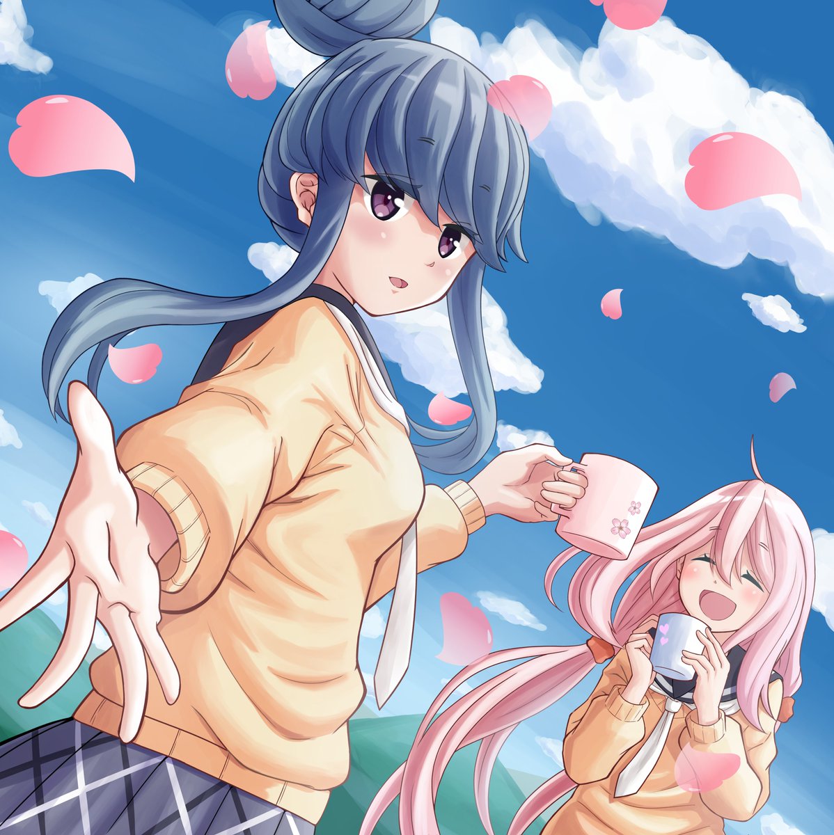 ゆるキャン「ほら、こっちきなよ。

#ゆるキャン 」|よも🌸skeb募集中！のイラスト