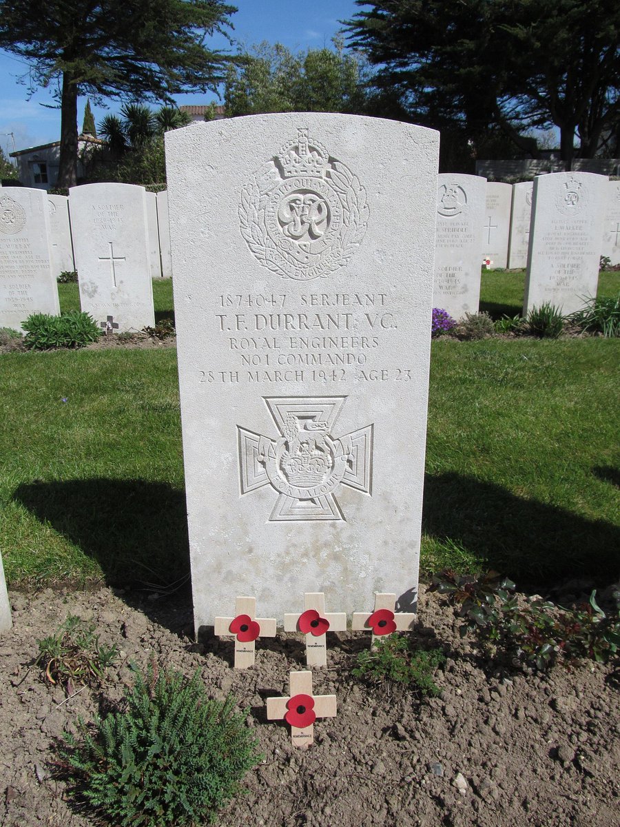 RE_Hist_Society's tweet photo. Remembering #OTD in 1942 the raid on St Nazaire and the actions of Sgt Thomas Durrant. He remains the only soldier to be awarded a VC during a naval action, and on the recommendation of the enemy commander. His medals are held at @REMuseum  #SapperVCs #SapperHistory https://t.co/ok9CBkUKdK