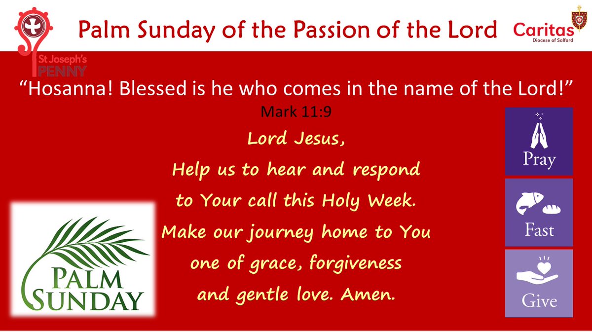 "Hosanna! Blessed is he who comes in the name of the Lord!" Mark 11: 9 #LockdownLent