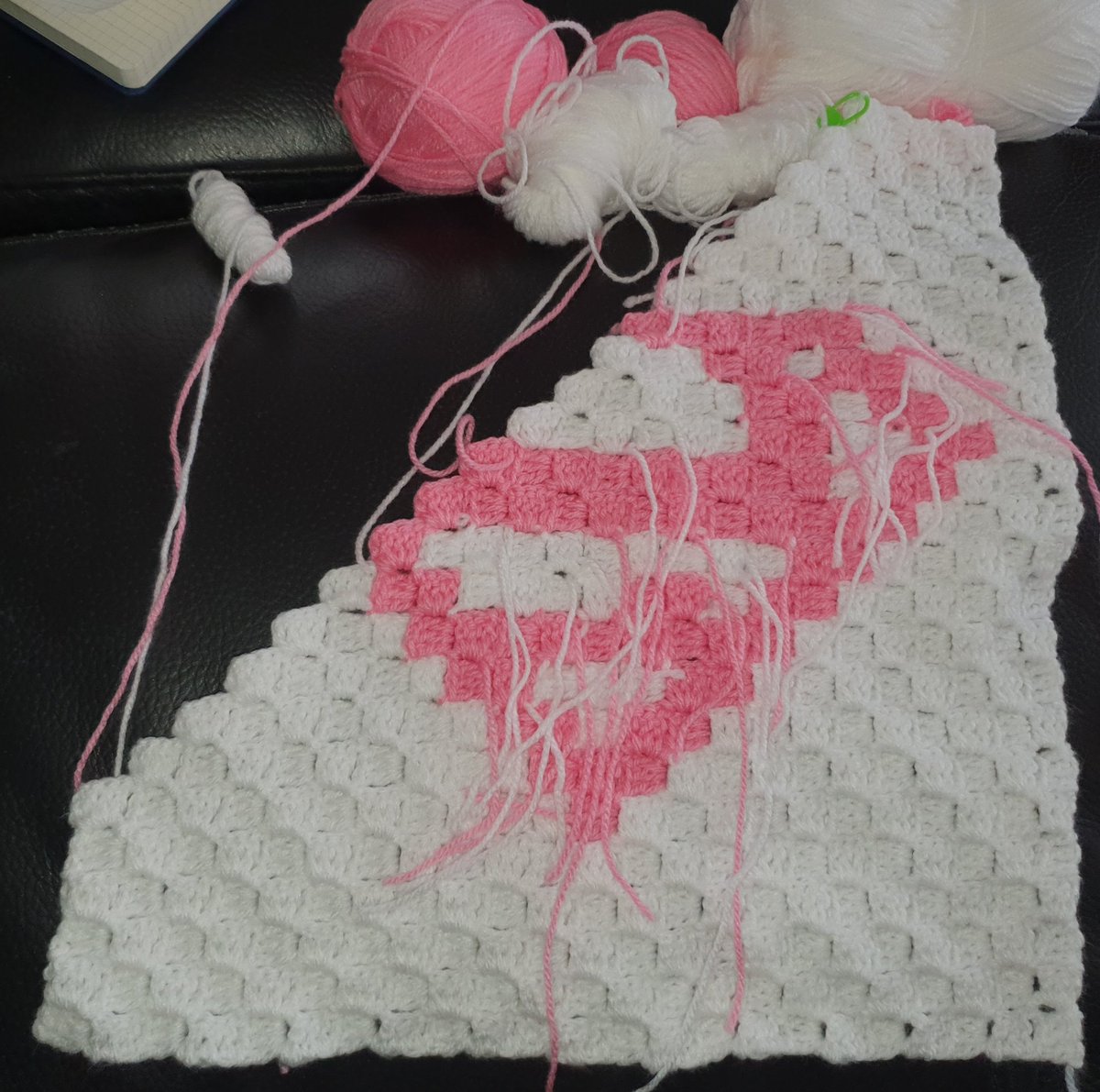 StrayPeters's tweet photo. Practicing c2c patterns! Fun however a tad ball achy ha! 

#Supergirl #crochet #crochetbabyblanket #c2c #marrineryarns #watford #madewithlove https://t.co/HQqR5q4Ope