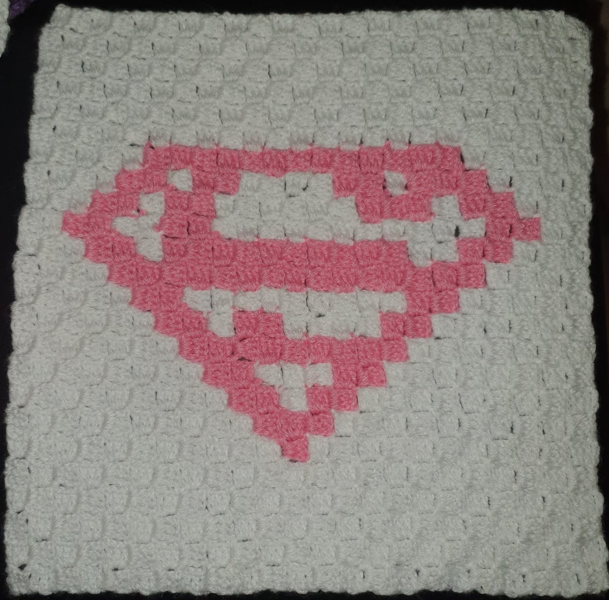 StrayPeters's tweet photo. Practicing c2c patterns! Fun however a tad ball achy ha! 

#Supergirl #crochet #crochetbabyblanket #c2c #marrineryarns #watford #madewithlove https://t.co/HQqR5q4Ope
