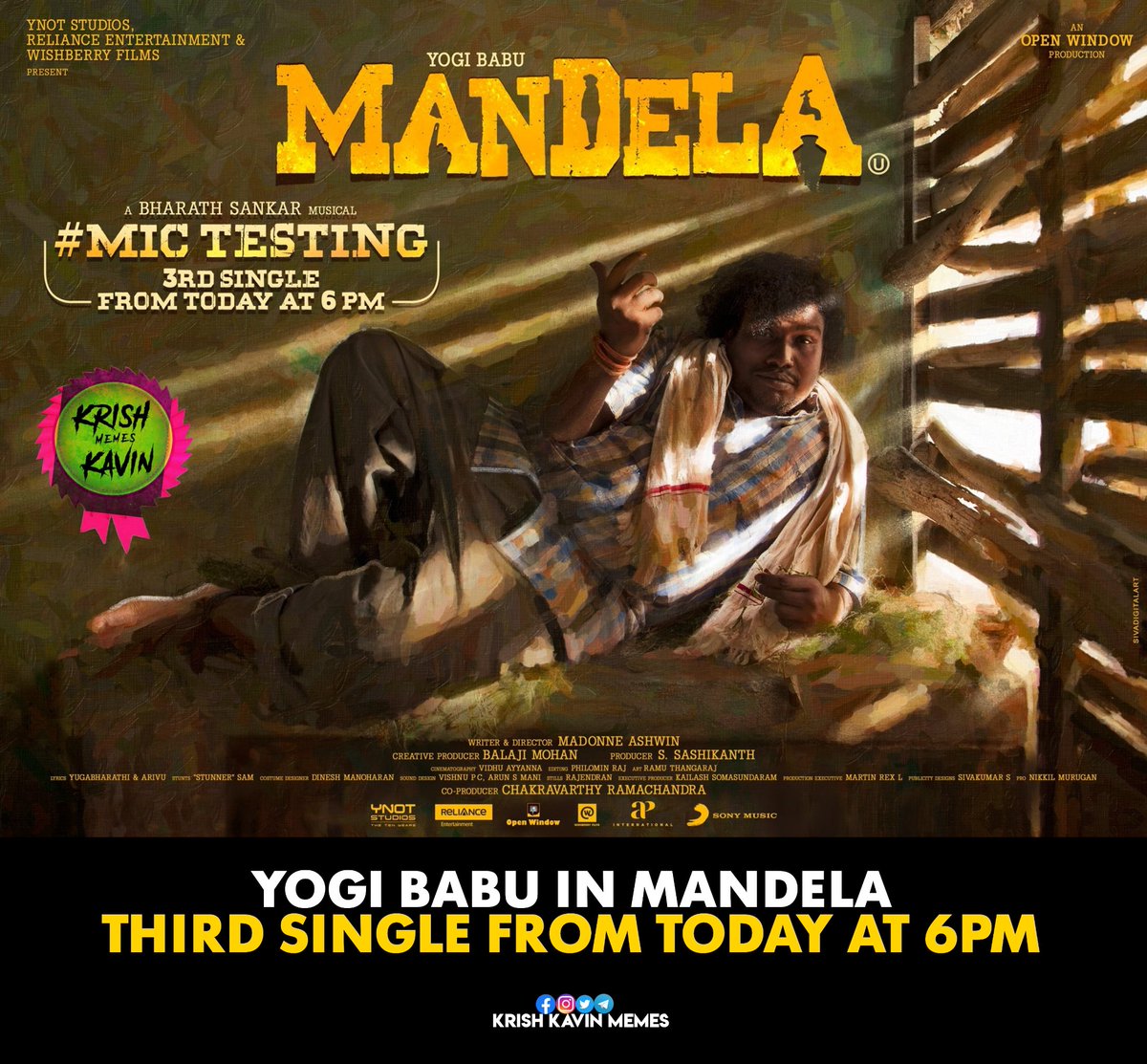 krishkavinmemes's tweet image. #MicTesting #Mandela 
. 
. 
@bharathsankar12 @CDHANUSH11 
@TherukuralArivu @iYogiBabu @madonneashwin @sash041075 @directormbalaji @chakdyn @Shibasishsarkar @StudiosYNot @RelianceEnt @Wishberry_in @sheelaActress @openwindow_offl @SonyMusicSouth