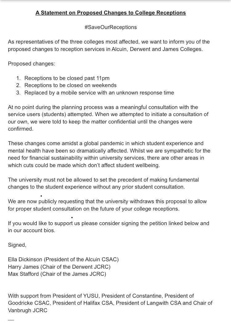 alcuinCSAC's tweet photo. #SaveOurReceptions We are speaking out because we are looking out for our Student’s welfare!❤ Click here to sign our petition and find out more: https://t.co/bVgbe6mQmz * https://t.co/2pNinEJw6y