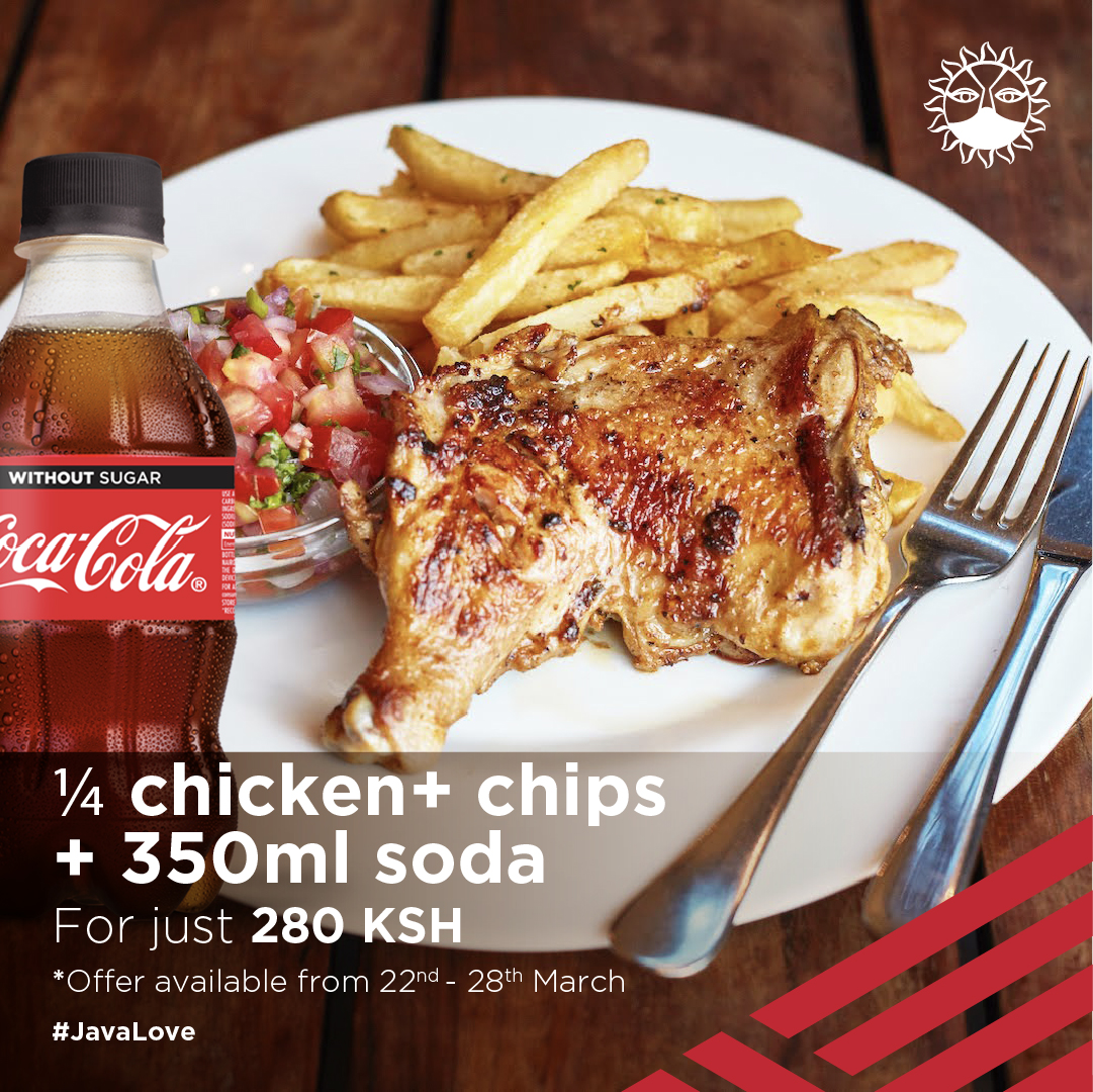 javahouseafrica's tweet image. Some exciting offers you just can't miss out on:
1/2 chicken + chips + soda for Ksh. 650
1/4 chicken + chips + soda for Ksh. 280 (EXTENDED till further notice)
Available right now on Glovo, Uber Eats and Jumia Food. #JavaLove #JavaCares