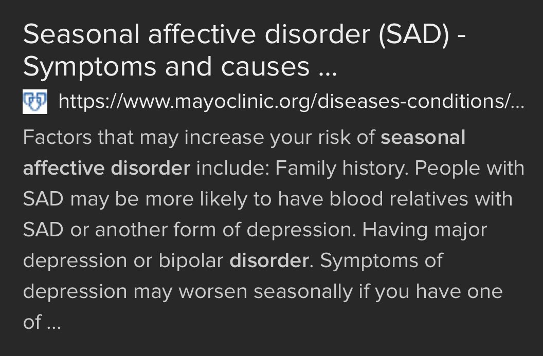 windshieldtime's tweet image. i think they #reverseEngineered a health condition to fit it 😡
#SAD

it should be more like SID
seasonal ineffective disorder
or
seasonal ineffectual disorder