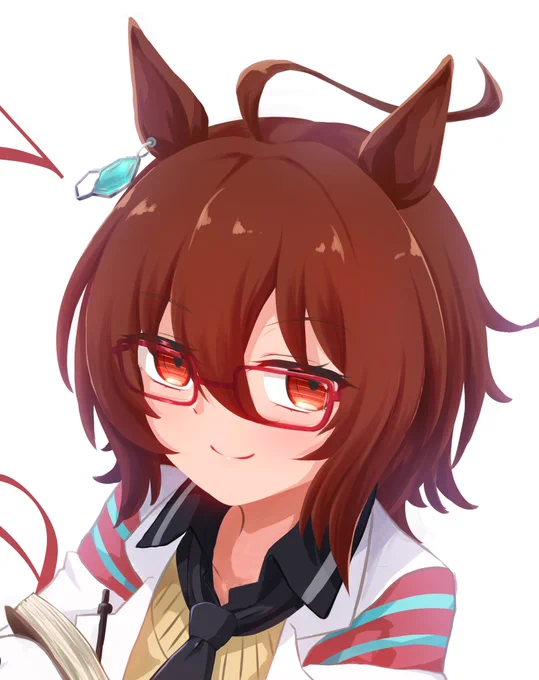 眼鏡かけたアグネスタキオンが見たかったので描きました
#ウマ娘 