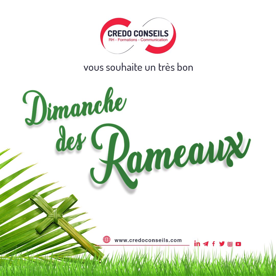 aficredo's tweet photo. Bon dimanche des rameaux à tous.
Suivez-nous sur nos plateformes LINKEDIN, YouTube, Twitter, Facebook @credoconseils. 
#dimanchedesrameaux
#rh
#recrutements #recruteurs #interimaire #interim #marketing https://t.co/agllJJp3st