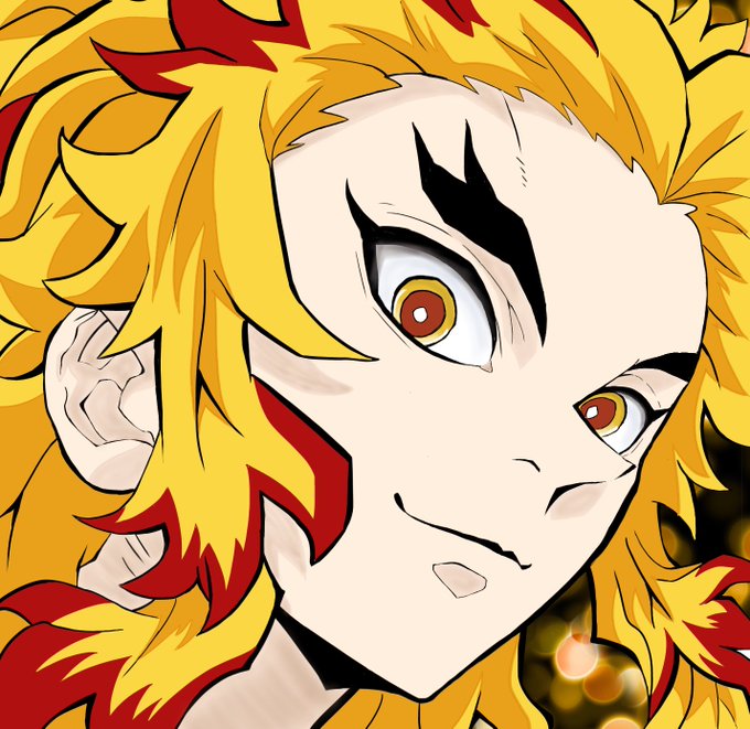 模写クマさんがTwitterに投稿した煉獄杏寿郎(鬼滅の刃)のイラスト。