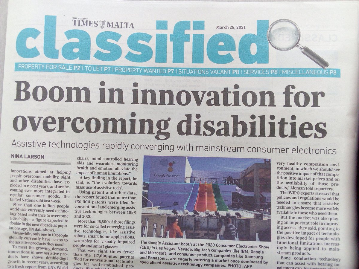 #GoodMorning #SundayTimes of #Malta #impactinnovations #assistivetechnologies enabling #disabilities & the #disabled