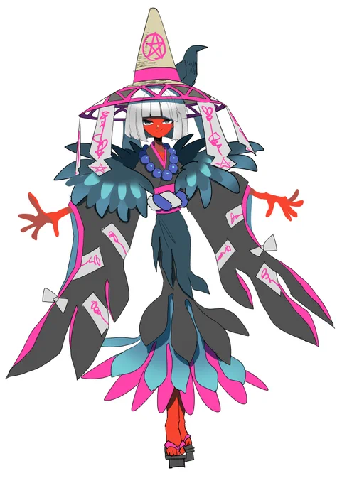 和風魔女をテーマにしたキャラデザ 