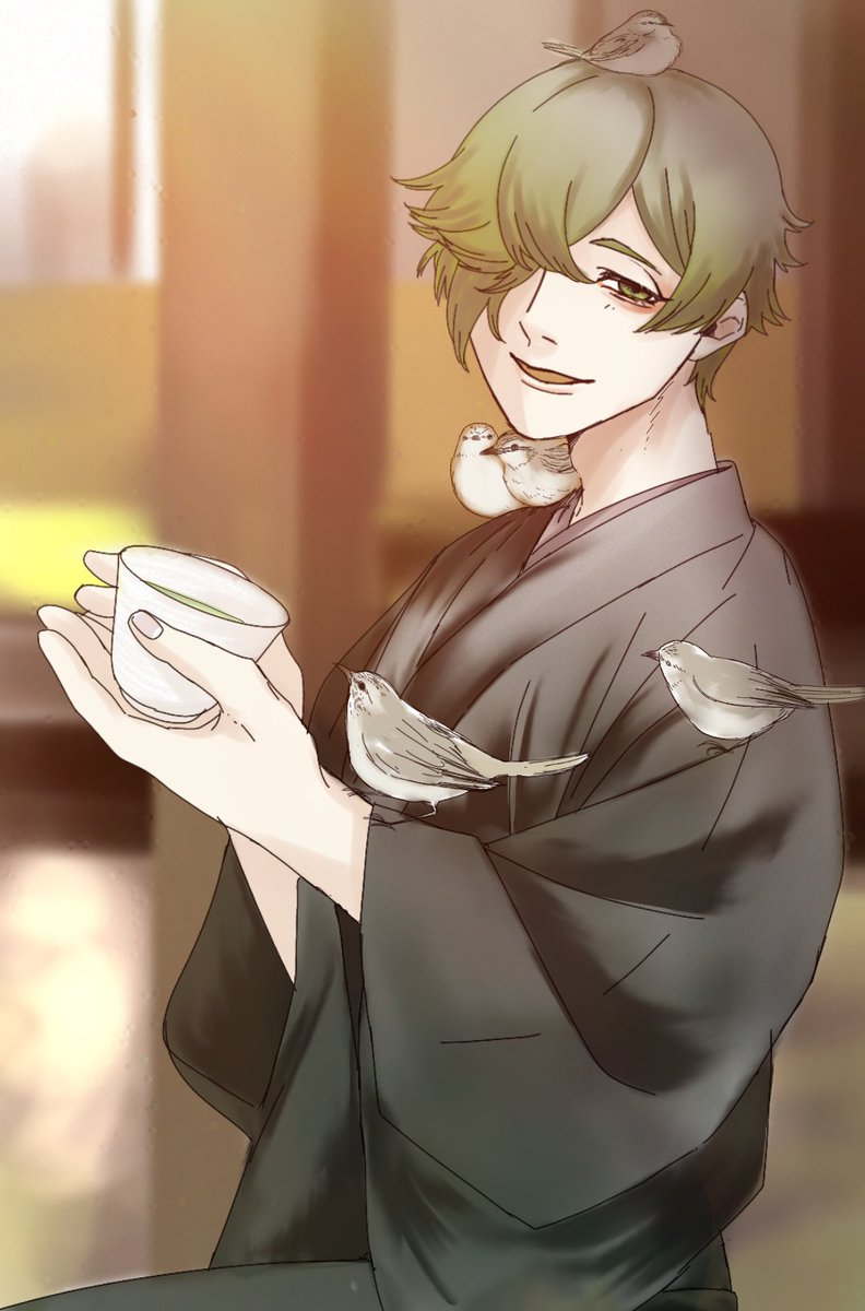 刀剣乱舞 鶯丸 なんぶ鉄器のイラスト