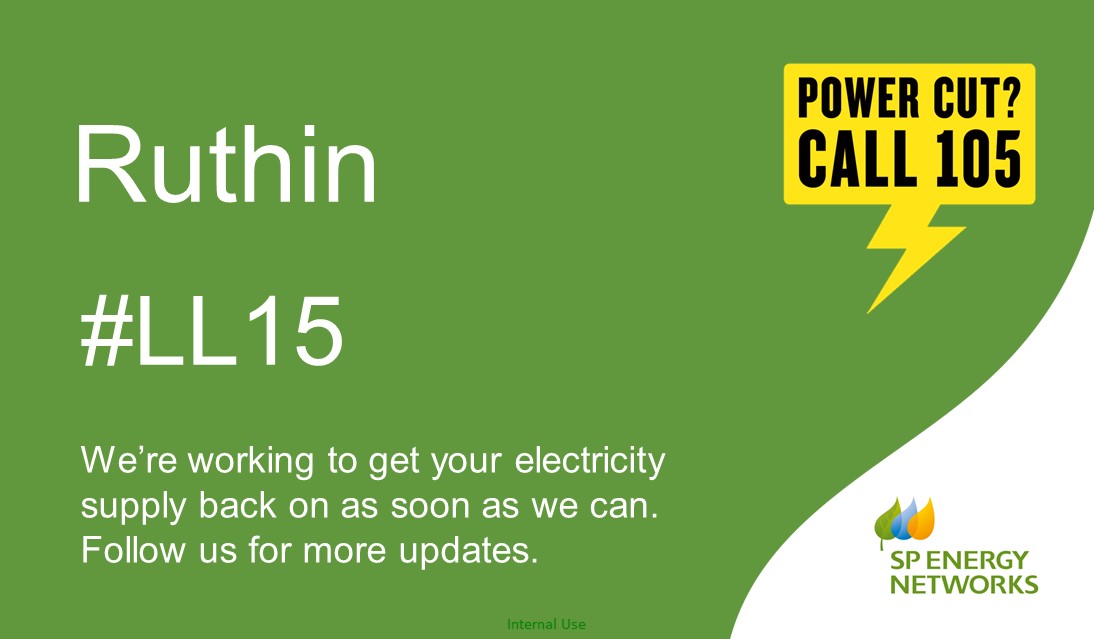 SPEnergyNetwork's tweet photo. Our engineers are now en-route to investigate the #POWERCUT in #LL15  #Ruthin. Sorry for the inconvenience. https://t.co/nY8P3EKGEL