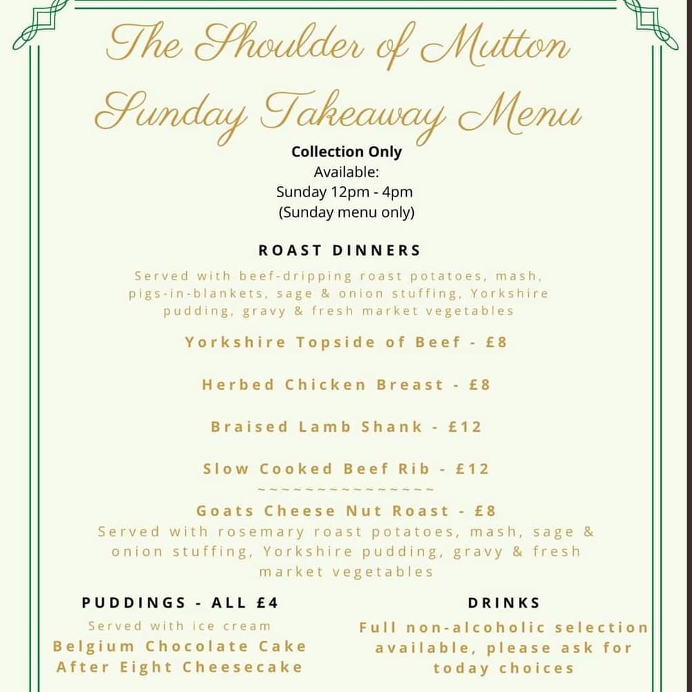 ShoulderofMutt's tweet photo. We are open today for takeaway Sunday Lunch! Lines are now open ... we are serving 12-4pm. 
We look forward to your call 📞  0114 286 4733. Thank you for your continued support 😊
#supportlocal #SundayRoast #Food #collectiononly #Sheffield https://t.co/aKArOW4JGi