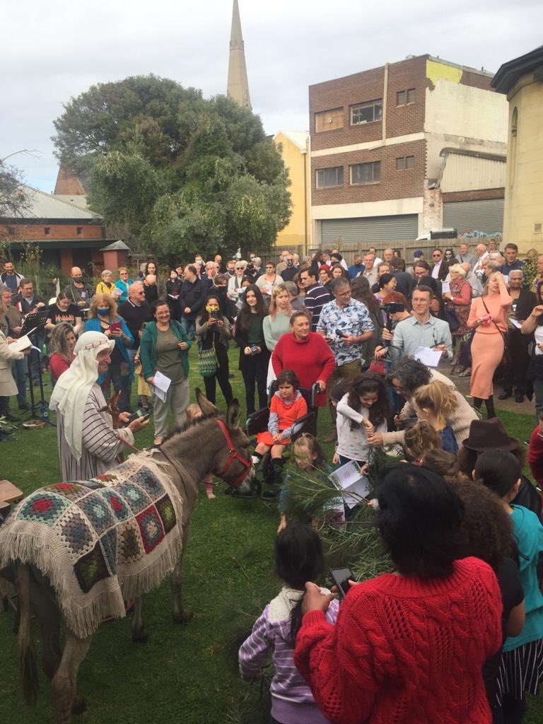 Some of the crowd at our ecumenical gathering for Palm Sunday in Brunswick..