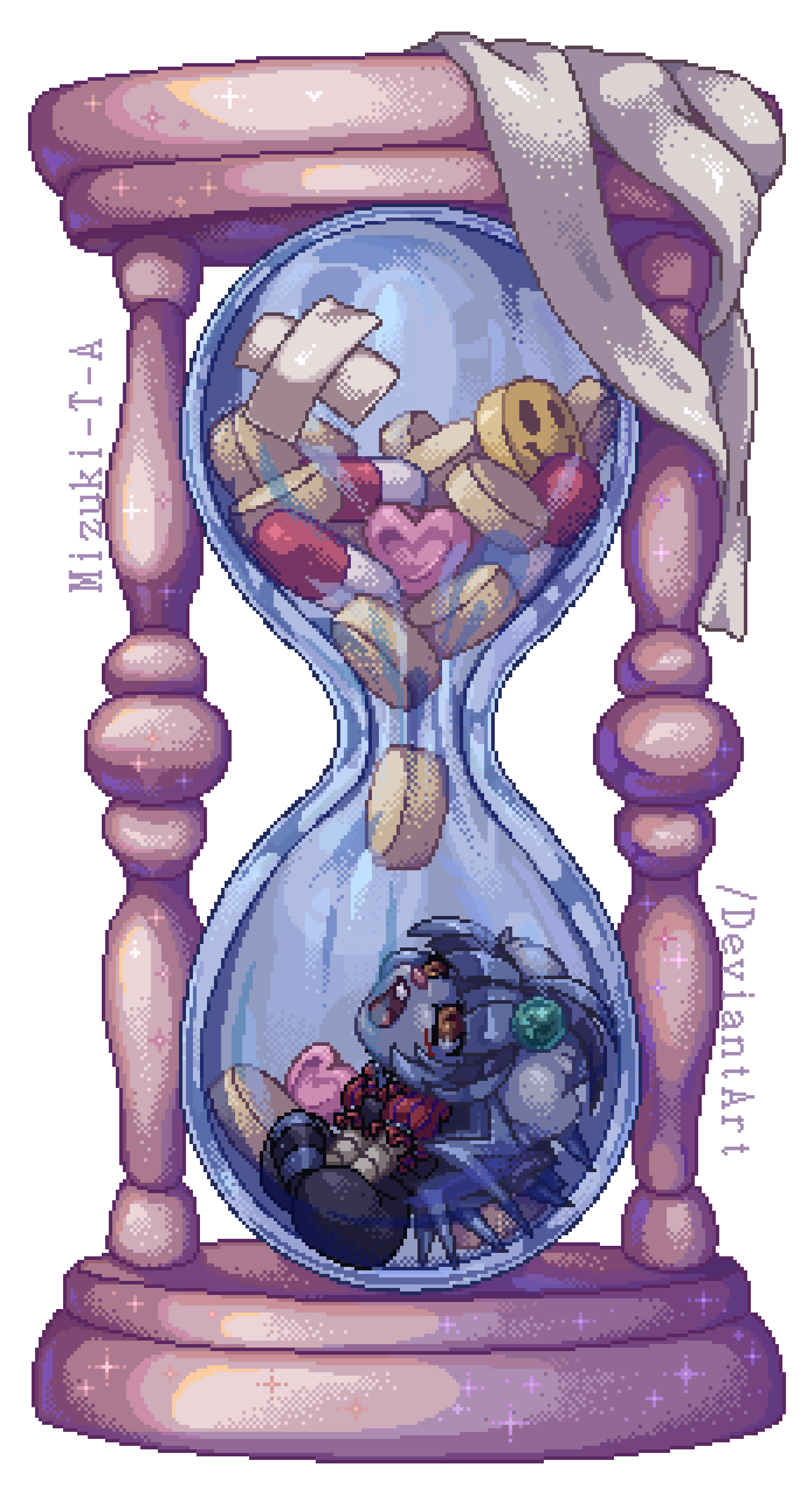 Mizuki T A Pixel Art Of My Oc Mizaline Don T Use My Art Without Permission 無断転載 使用 禁止 Pixel Pixelart Digitalart Illustration 8bit Sandglass Pill Medicine Od Sick ドット絵 デジタルイラスト イラスト