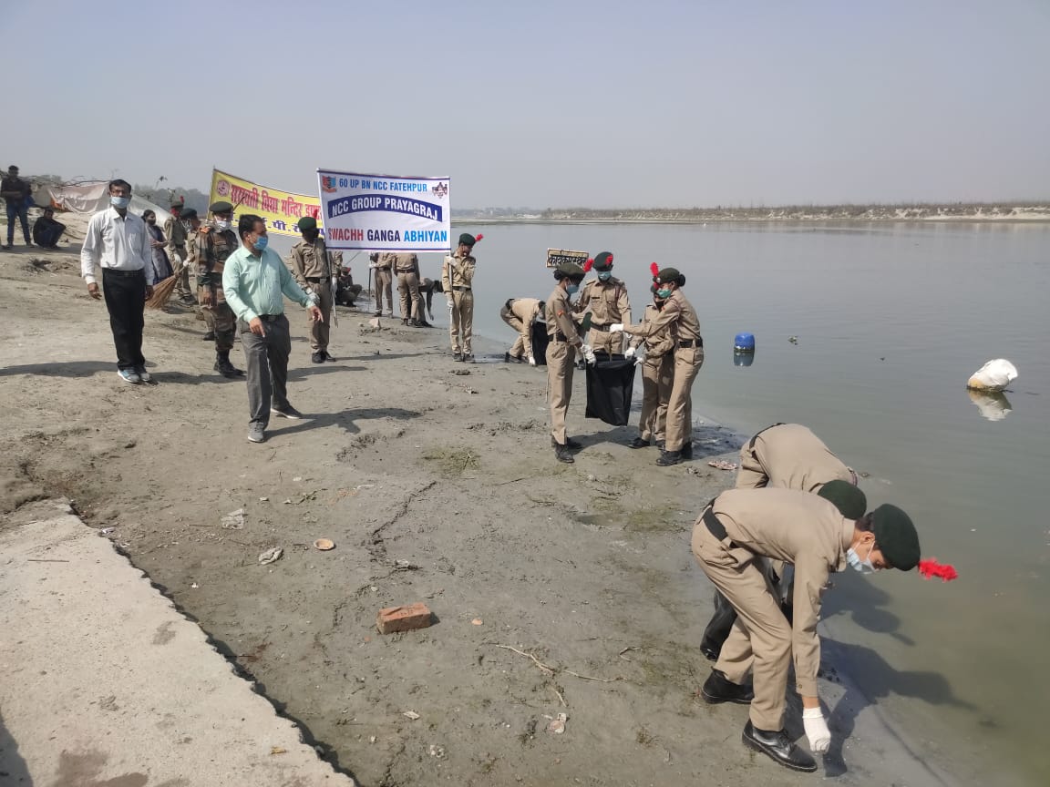 #NationalCadetCorps 
#SwachhBharat 
#SwachhtaAbhiyan 
60 UP BN NCC, Prayagraj Group.  On 28 March 2021 Cadets of 60 UP Bn NCC carried out Ganga Swachhta Abhiyan at Om Ghat and spread awareness about keeping River Ganga and it's surrounding areas clean.
<a href="/SpokespersonMoD/">Ministry of Defence, Government of India</a>