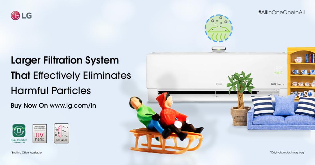 LGIndia's tweet photo. Healthy and clean air is the need of the hour. LG #AllInOneOneInAll AC contributes to #clean and #cool indoor air with the groundbreaking features.
Buy now on https://t.co/y4uBRY4rK3
#SmartAC #LGDualCool #ResidentialAC #LGConvertibleAC #DualInverterAC #LGAirConditioner https://t.co/6TBvEpQXzm