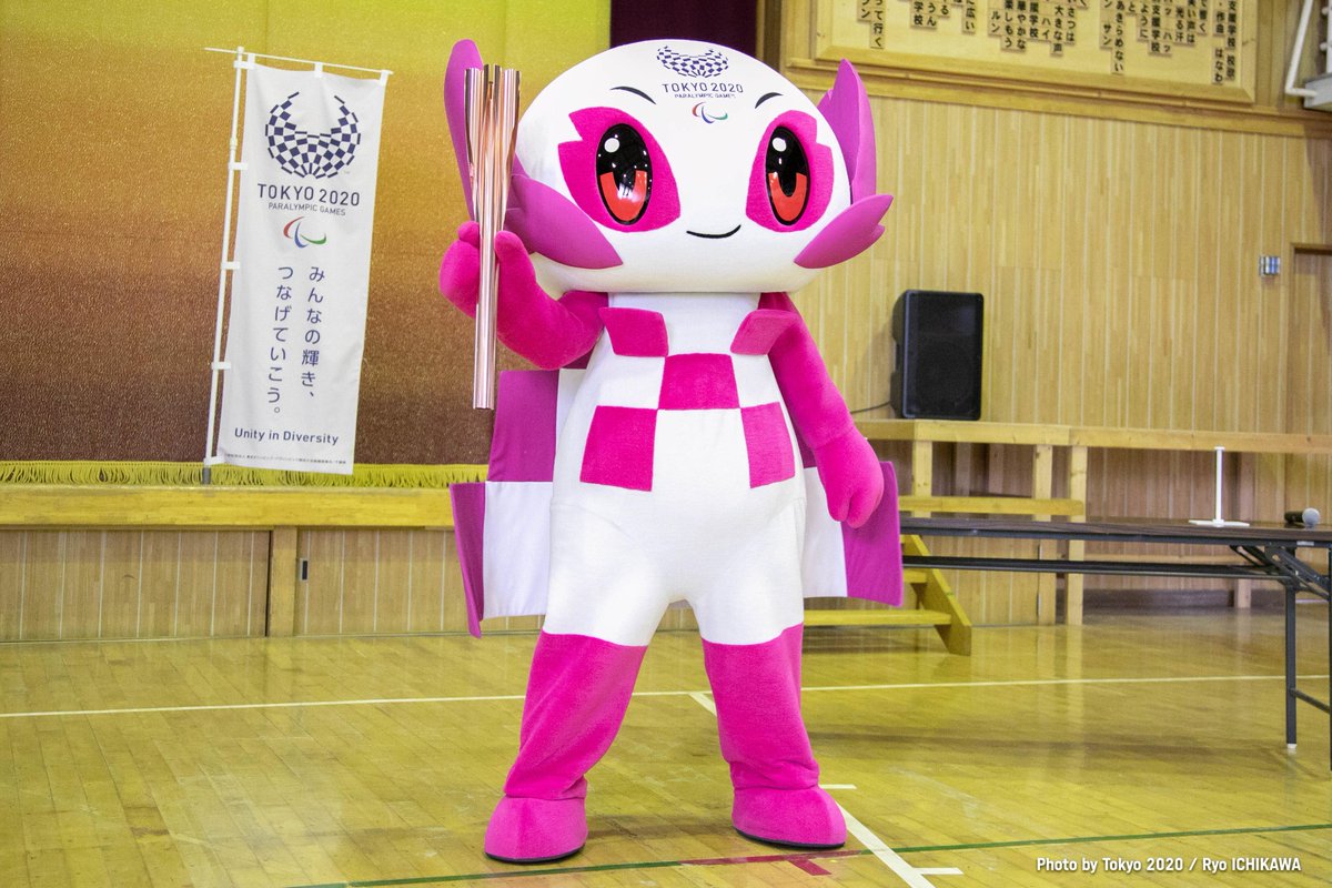 Tokyo2020's tweet photo. Happy #SomeitySunday 

#Someity and the Paralympic torch 🔥 

#DYK that the Paralympic Torch Relay begins on 12 August? #HopeLightsOurWay https://t.co/47tqJNBquT