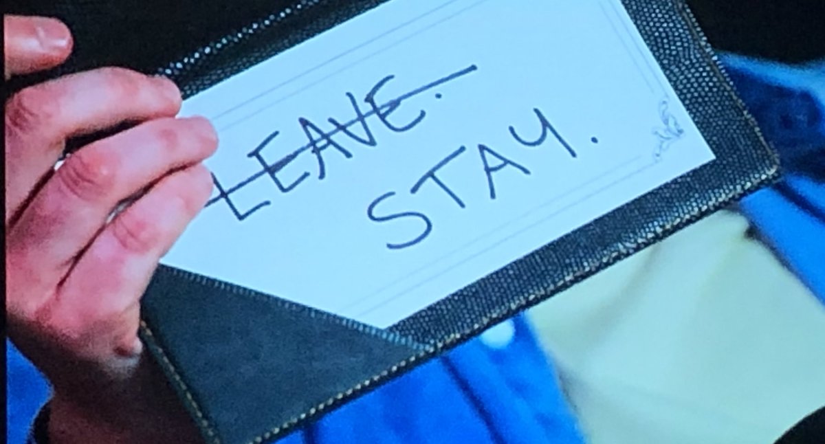 Axiomega's tweet photo. Bryce.  What a dick move.   

You wrote LEAVE at the top with space to write STAY below proves that was a premeditated and strategic move for impact on Melissa.  A Fkn abuser who enjoys the power trip. 

Experts. Step in! At east call it out FFS! 🤬

#MAFS #MAFSAustralia #MAFSAU https://t.co/Edexf78YP3