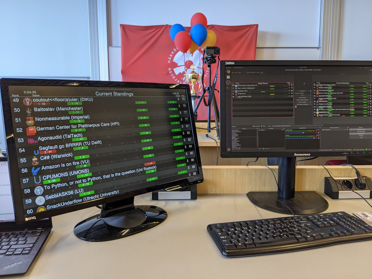 The competition is well under way with several teams at 6 problems solved already!

Check out the scoreboard at standings.nwerc.is #nwerc2020