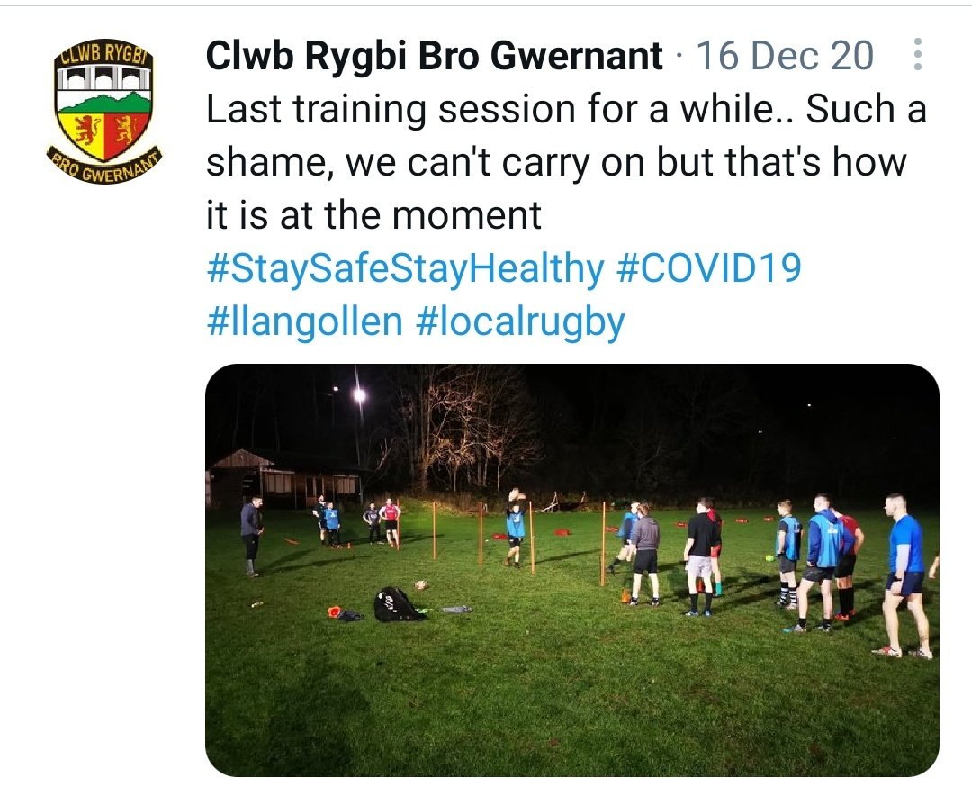 CRBroGwernant's tweet photo. Just reminiscing when we last trained π.. Things are now starting to look better, so roll on May 1st #backatit #towerfields #localrugby #newclub #CRBroGwernant @ovalzonerugby @WelshRugbyUnion https://t.co/r87O2AQvLU