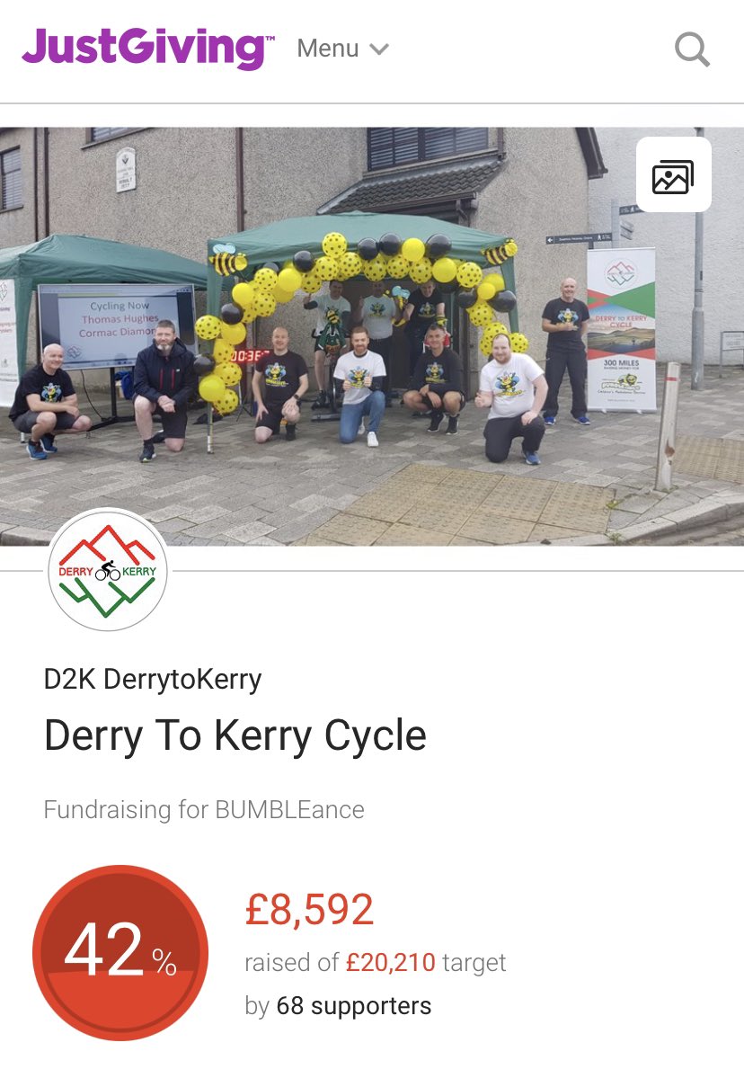 DerrytoKerry's tweet photo. As the sporting restrictions begin to ease our team of cyclists fundraising for .@BUMBLEance are looking forward to getting back to training for our #derrytokerrycycle. Our virtual cycle in 2020 was so well supported as we aim to meet our £20210 (or £20220!) target. https://t.co/hd5A4cAoyK