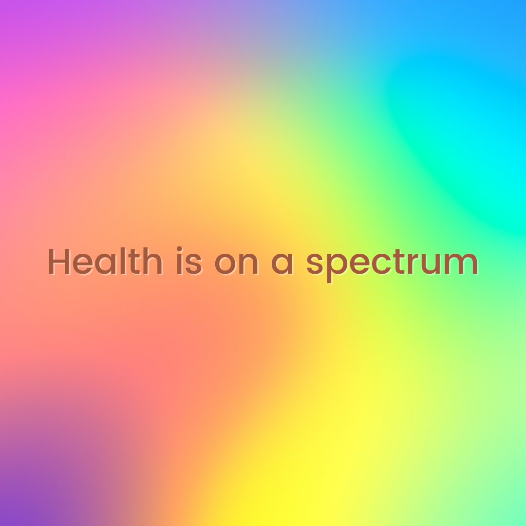 Cole_Wellness's tweet photo. Physical and mental health are both on a spectrum. As discussed yesterday, they are not mutually exclusive.

Is it  really possible to be healthy...100% healthy? Is it realistic to expect ourselves to be 100% healthy in mind and body all the time? Of course not.
 #healthychoice https://t.co/7zN3Q5sQWH