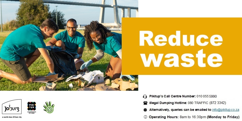 CleanerJoburg's tweet image. Let us practice reducing waste to minimize waste in the landfills as landfills cause land and water pollution. 
@CityofJoburgZA @mphomoerane #SaveOurPlanet #StopIllegalDumping #SeparateWaste