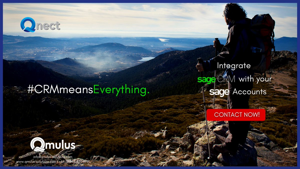 QmulusIT's tweet photo. #CRMmeansEverything
Integrate SageCRM with your Sage Accounts via #Qnect solution.
Get in touch: info@qmulus-solutions.com
#sage #erp #crm https://t.co/qIpHqi3MDS