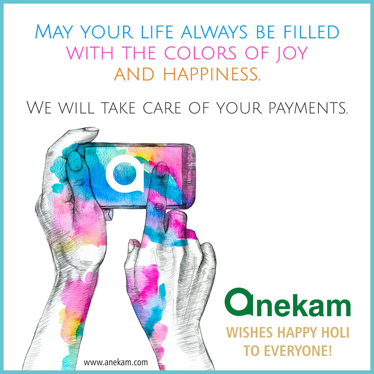 AnekamMPOS's tweet photo. May your life always be filled with the colors of joy and happiness. We will take care of your payments.  Anekam wishes Happy Holi to everyone!!

#Anekam #mpos #holi #holi2021 #Festival #payments #onlinepayments #smallbusiness #technology #ContactlessPayment #DigitalIndia https://t.co/hn1EXm7HMz