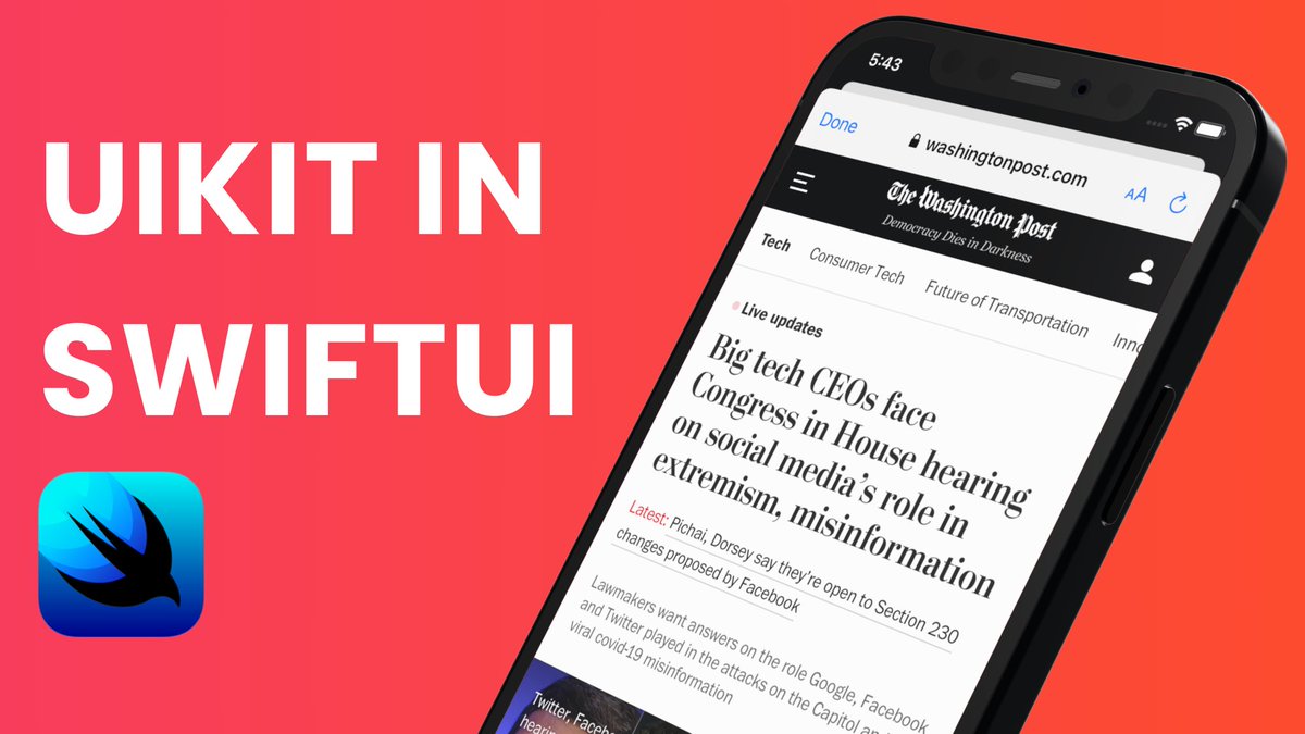 tundsdev's tweet image. In this weeks video, we’ll be going through how to use UIKit in SwiftUI.
We’ll be adding a SFSafariViewController to improve the UI & UX of our news app 🤩
#swiftui #iosdev #swiftuitutorial #swiftlang
🎥 youtu.be/TZ3-iQ462Q8
