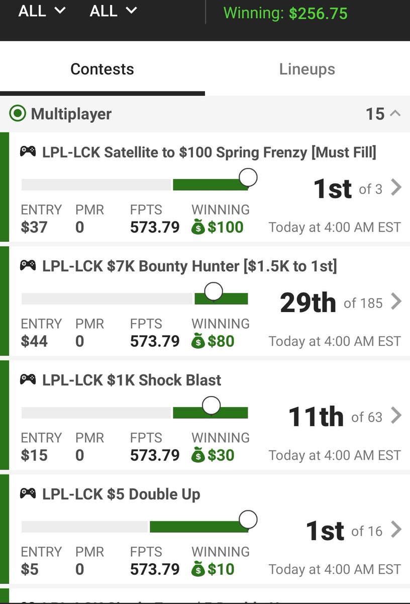 DGFantasy's tweet photo. Haven't posted some screenshots in a while, so here's some from our members last night! #ScreenShotLife https://t.co/8DuWbNFzF5