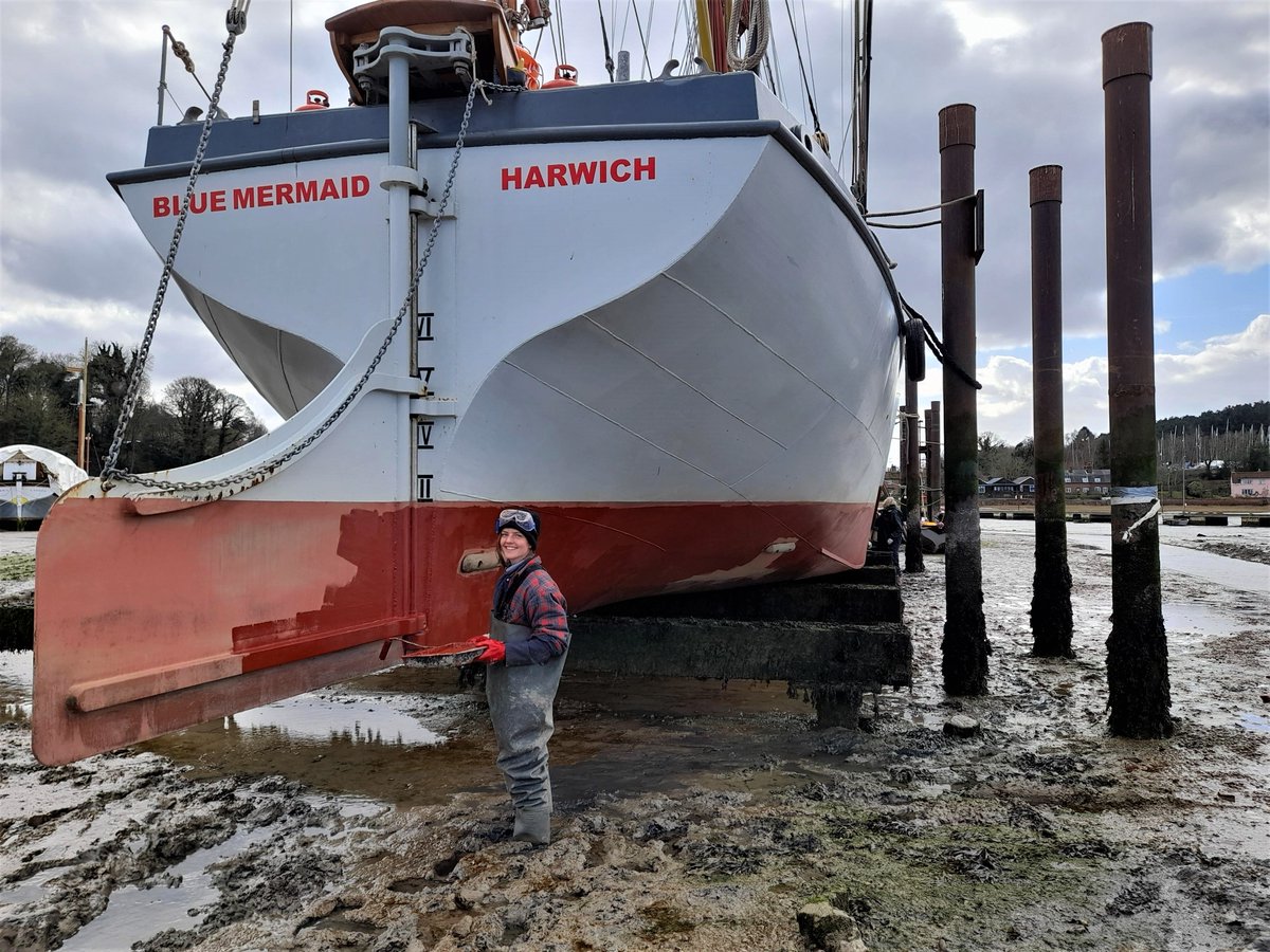 SeaChangeTrust's tweet photo. Shipshape trainee Alanna applying antifoul
on Pin Mill blocks.
#bluemermaid #thamesbarges #shtp2 #pinmill https://t.co/UH75aCQSlw